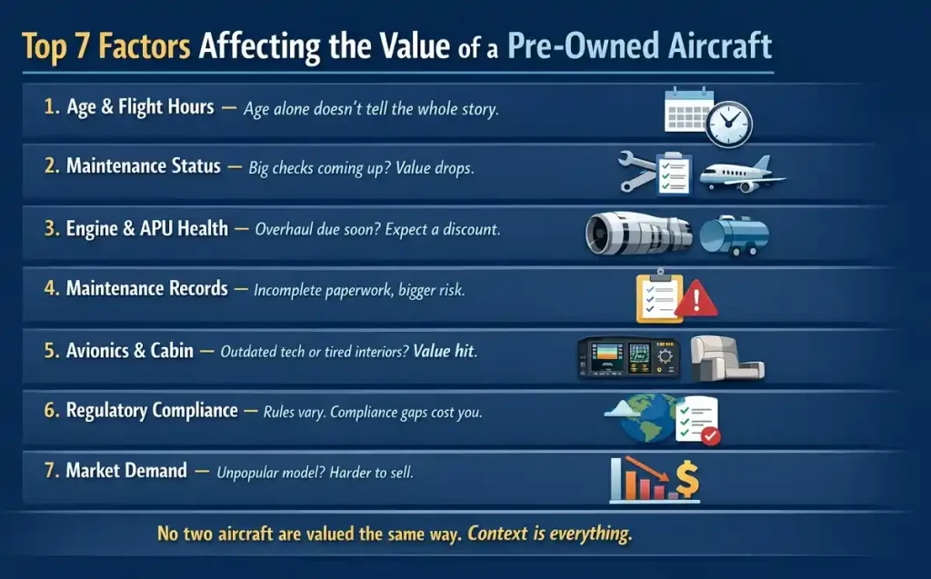 Top Factors Affecting the Value of a Pre-Owned Aircraft
