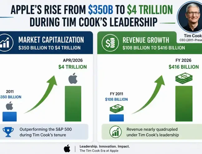 How Apple Grew from $350B to $4T Under Tim Cook